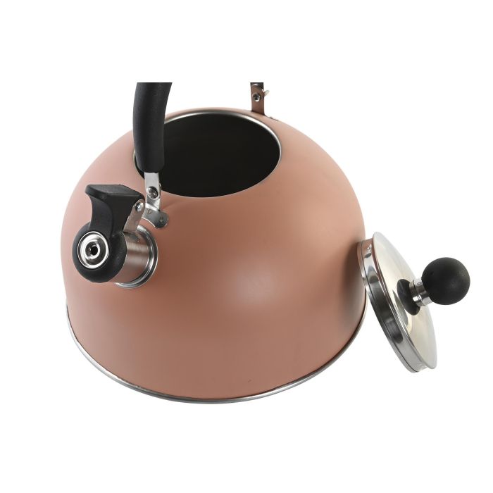 DKD Home Decor Tetera Vintage Chinalight 22 Terracota Amarillo Acero Inoxidable 19 x 20.5 x 22 cm Apta para Vitrocerámica, Inducción y Gas 2