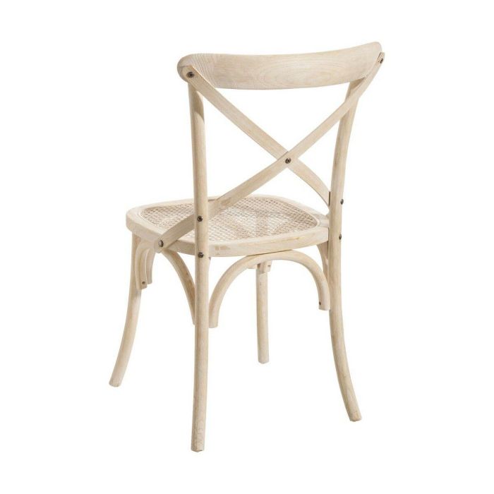 Silla de Comedor 45 x 42 x 87 cm Madera Blanco Ratán 4