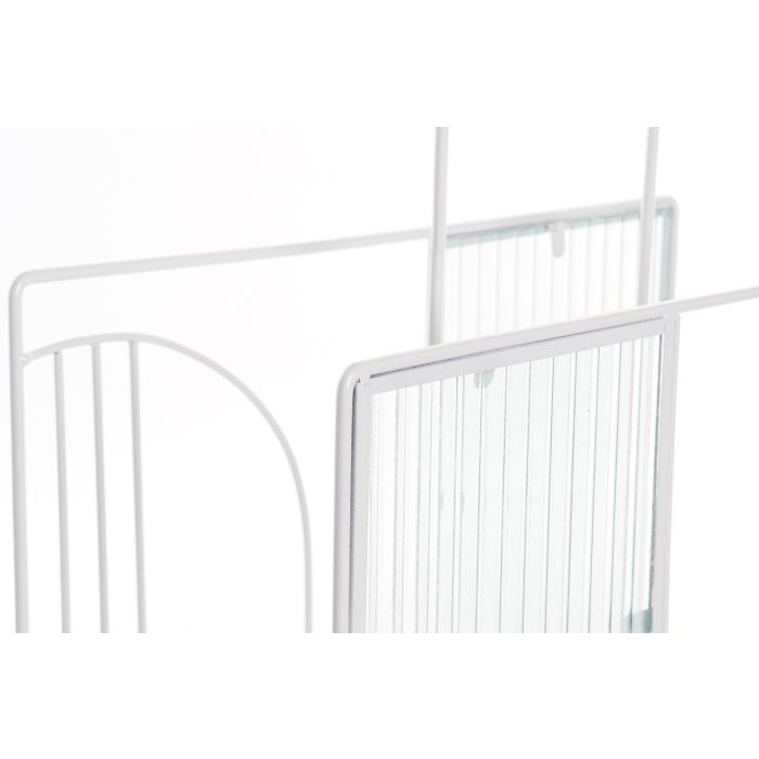 DKD Home Decor Revistero Estilo Nórdico Scandi Blanco de Metal y Cristal, Medidas 36x16x34 cm (Ancho x Profundo x Alto), Pack de 2 Unidades 1