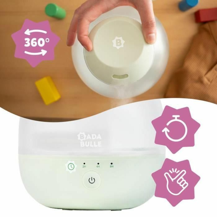 Humidificador de aire de burbujas Badabulle - Garantiza un buen nivel de humedad - Luz nocturna integrada - Boquilla de 360° - Hasta 16 horas de duración de la batería (2L) 2