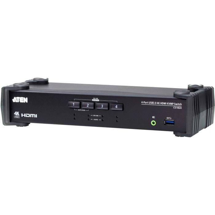 ATEN CS1824 Switch KVMP HDMI USB 3.0 de 4 Puertos 4K con Conectividad Versátil para Computadoras y Periféricos