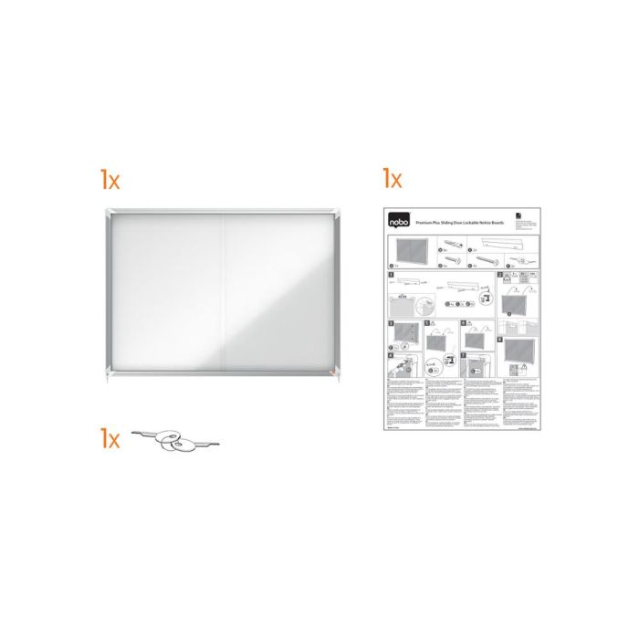 Vitrina De Anuncios Nobo Premium Plus Con Puerta Corredera Fondo Magnetico 18 X Din A4 Hojas 997x1412x54 mm 2