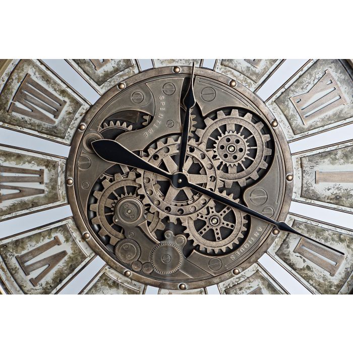 DKD Home Decor Reloj de Pared Loft, Dorado y Blanco, de Hierro y Cristal, 72 x 72 cm 1