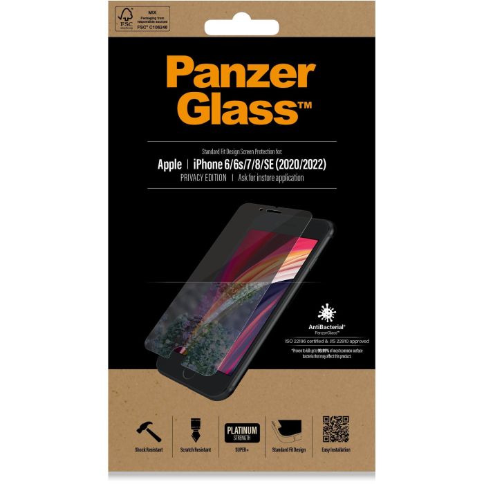 PanzerGlass Protector de Pantalla Privacidad para iPhone 6/6s/7/8/SE 2020/2022 - Anti-rayones, Anti-golpes y Antibacteriano 1