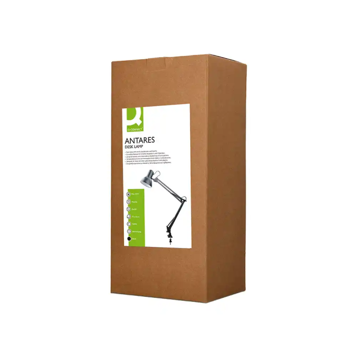 Q-connect Lampara Escritorio Antares Metalica con Pinza Interruptor Brazo Doble 3 Articulaciones Color Negro 10