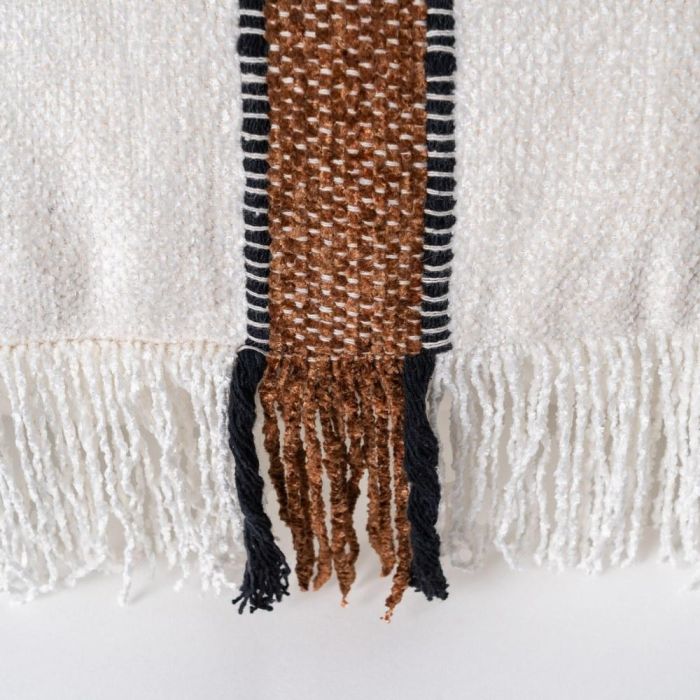 Cojín Blanco-Marrón Algodón/Terciopelo 30 X 50 cm