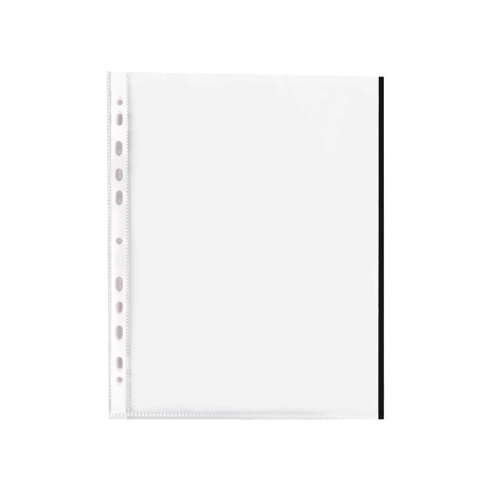 Funda multitaladro Q-connect Din A4 Cristal 70 micras con borde negro, Bolsa 10 unidades 1 Funda multitaladro Q-connect Din A4 Cristal 70 micras con borde negro, Bolsa 10 unidades 1