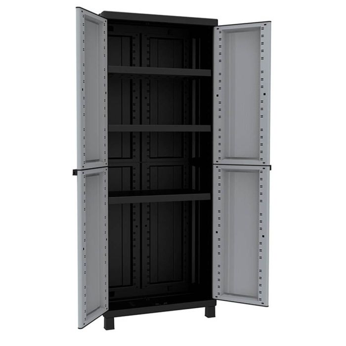 Terry Twistblack 2680 Armario de dos puertas, 3 baldas regulables, Gris/negro, Resina, 68 x 39 x 170 cm 1 Terry Twistblack 2680 Armario de dos puertas, 3 baldas regulables, Gris/negro, Resina, 68 x 39 x 170 cm 1