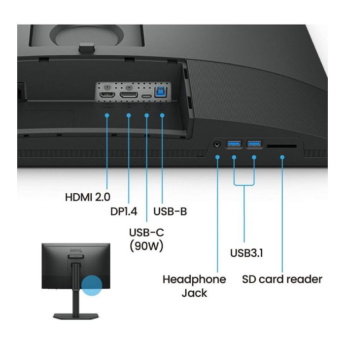 BenQ SW242Q Monitor para Fotógrafos 24.1" IPS 2K 2560 x 1600 16:10 99% Adobe RGB 98% P3 HDR10 USB-C 90W 9H.LLVLA.TBE 4