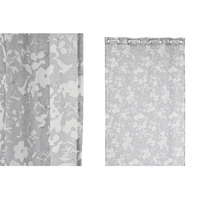 Cortina Romantico DKD Home Decor Gris 260 x 140 cm (2 Unidades)