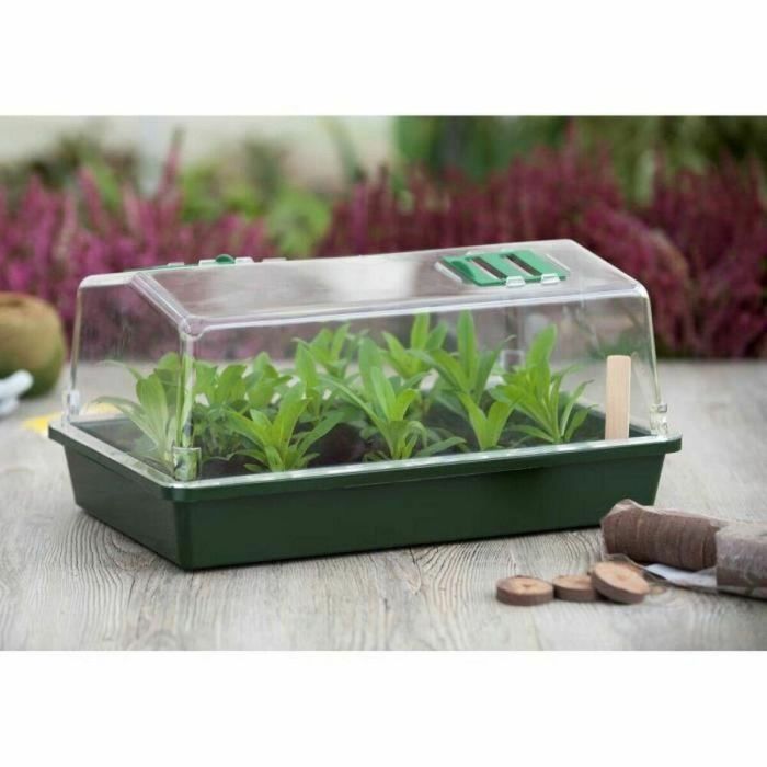 Nature Mini Terrina de Invernadero con Cubierta Ventilada 37x24x18 cm para Semilleros y Plantas