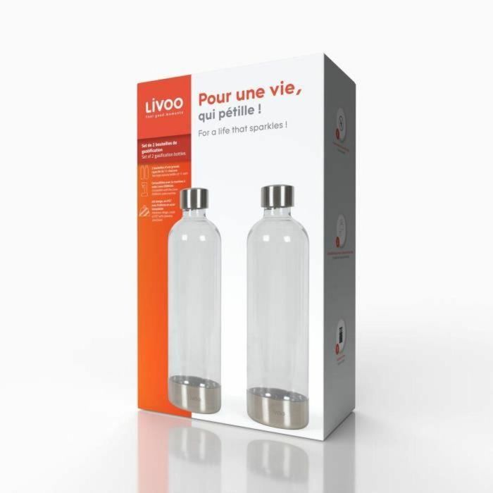 Juego de 2 botellas carbonatadas - LIVOO - DOM464AC1 - 2 x 1L - Compatible con LIVOO DOM464 - Botella PET 3 Juego de 2 botellas carbonatadas - LIVOO - DOM464AC1 - 2 x 1L - Compatible con LIVOO DOM464 - Botella PET 3