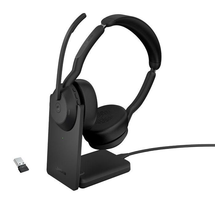Jabra Link380a Evolve2 55 MS Stereo Stand Auriculares Inalámbricos/Alámbricos Diadema Negro Optimizados Microsoft Teams