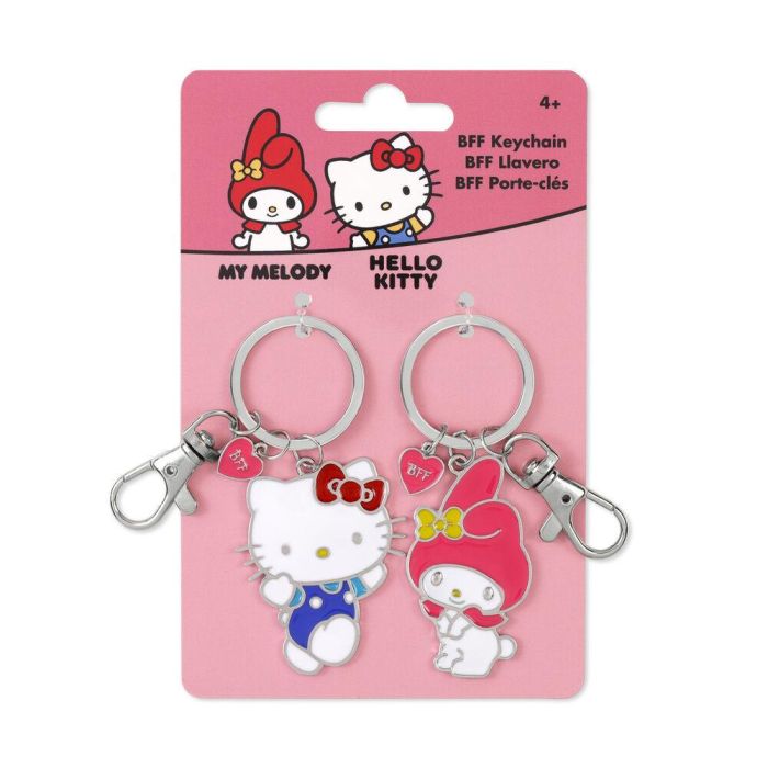 PEERS HARDY Set 2 Llaveros Hello Kitty and Friends - Hello Kitty y My Melody con colgantes de corazón BFF