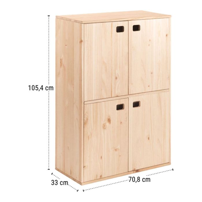 Mueble dinamic 4 puertas pino macizo 105,4x70,8x33cm astigarraga 4