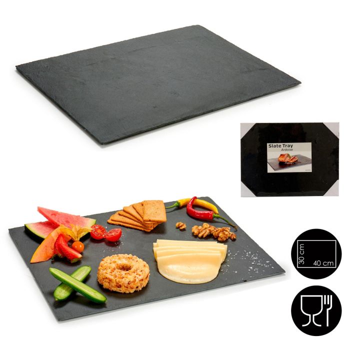 Kinvara Tabla de Pizarra Negra para Aperitivos 40x30 cm (10 Unidades) 3