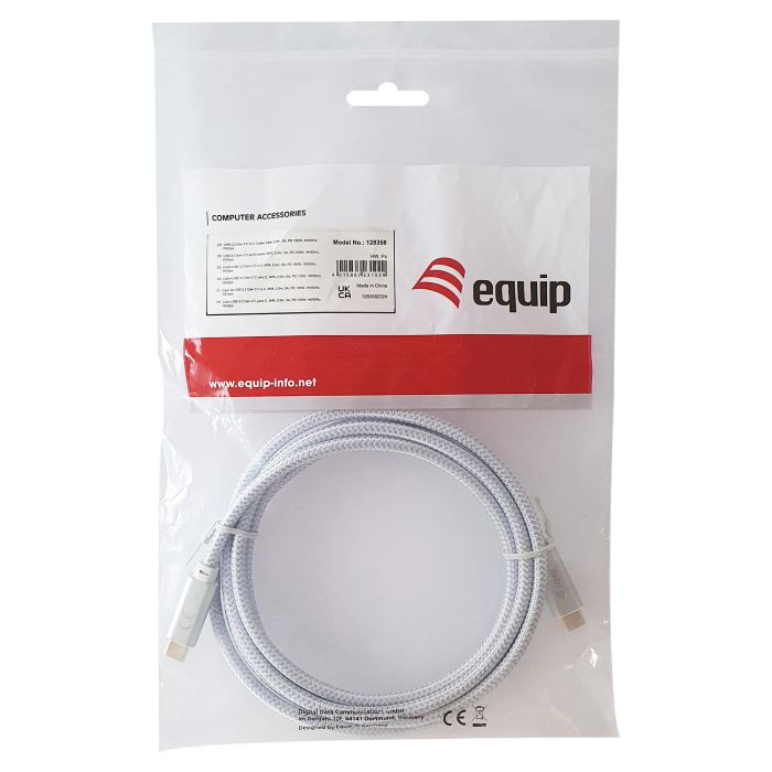 EQUIP 128360 Cable USB-C 3.2 Macho a Macho 3.00m PD 100W 4K/60Hz Blanco 4 EQUIP 128360 Cable USB-C 3.2 Macho a Macho 3.00m PD 100W 4K/60Hz Blanco 4
