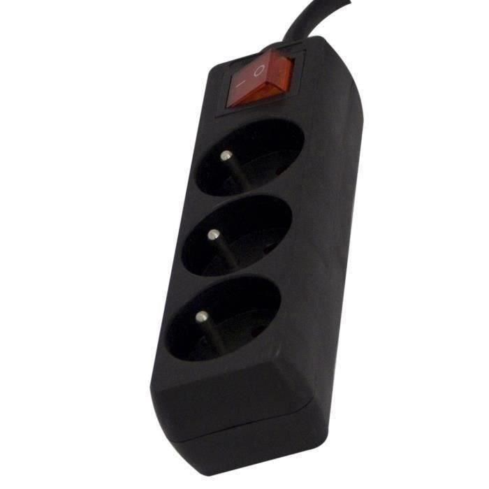 Chacon Regleta Eléctrica de 3 Tomas de Corriente, Con Interruptor de Encendido/Apagado, 16 Amperios, Cable de 1.5 Metros, Negro Chacon Regleta Eléctrica de 3 Tomas de Corriente, Con Interruptor de Encendido/Apagado, 16 Amperios, Cable de 1.5 Metros, Negro