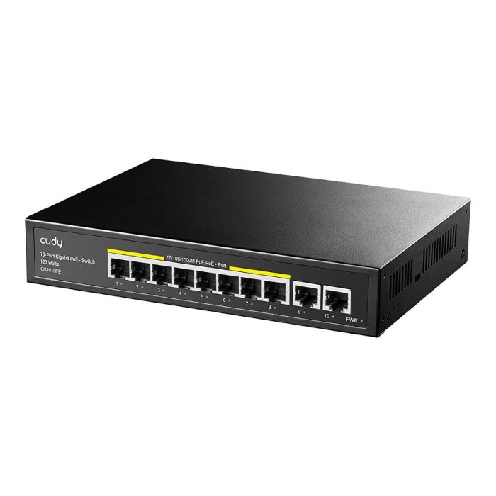 Cudy GS1010PE PoE+ Switch Gestionable Gigabit Ethernet 10 Puertos RJ-45, 8 Puertos PoE+ 120W, Montaje en Rack/Pared