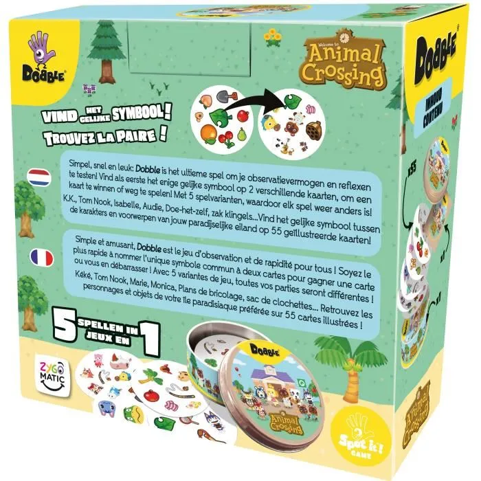 Asmodee ASM3558380126836 Dobble Animal Crossing (funda ecológica) - Idioma Francés 2