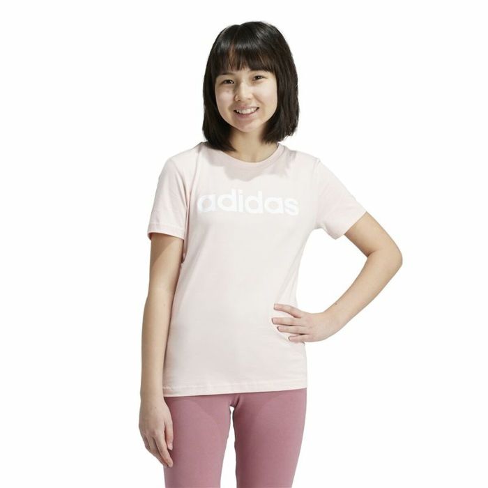 Camiseta de Manga Corta Infantil Adidas Essentials Linear Logo Cotton Slim Fit 4