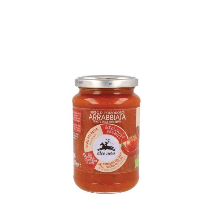ALCE NERO Salsa Tomate Arrabiata Bio con un toque picante para pasta 350g