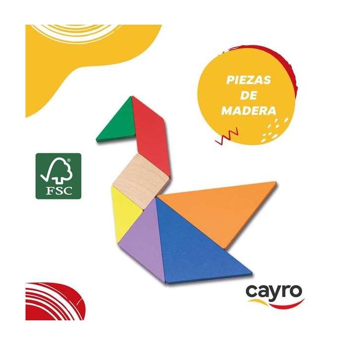 Cayro Juego Tangram de Madera en Caja de Metal 15x15x3 cm