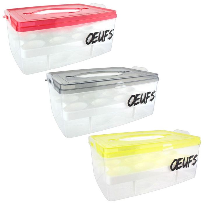 Easy Make Huevera 24 Huevos 2 Pisos con Asa para Nevera y Picnic 2