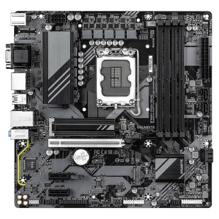 GIGABYTE B760M DS3H - Placa Base Intel B760 mATX LGA1700, 4x DDR5, PCIe 5.0, 2x M.2 PCIe 4.0, 2.5Gb Ethernet, USB 3.2 Gen 2 Type-C, HDMI, DisplayPort, SATA III