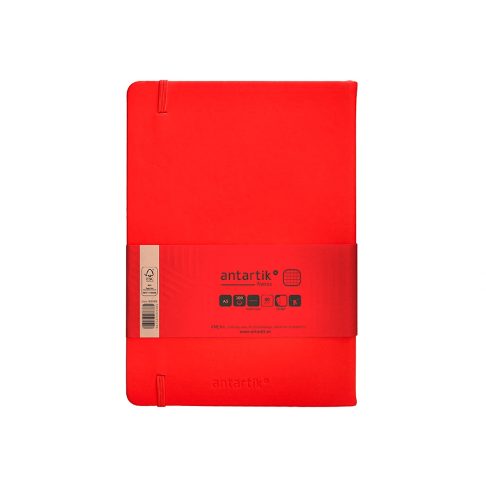 Antartik Cuaderno A5 Tapa Dura Hojas Cuadriculadas Rojo 100 Hojas 80gr FSC 2