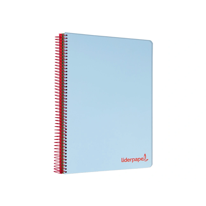 Liderpapel Cuaderno espiral A5 Micro Wonder tapa plástico 120h 90gr cuadro 5mm 5 bandas 6 taladros color celeste 7