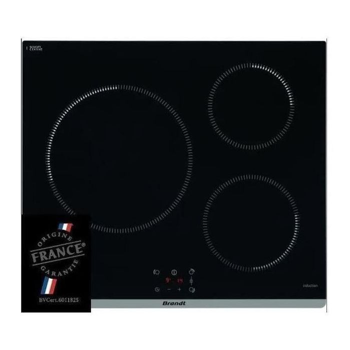 BRANDT TI364B - Placa de cocción independiente - 3 zonas - 3600 W - L60 cm - Negro BRANDT TI364B - Placa de cocción independiente - 3 zonas - 3600 W - L60 cm - Negro