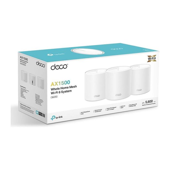 TP-Link Deco X1500 Sistema Mesh Wi-Fi 6 3-Pack, Punto de Acceso Doble Banda (2.4 GHz/5 GHz) 1500 Mbps, Color Blanco, 3 Unidades Incluidas