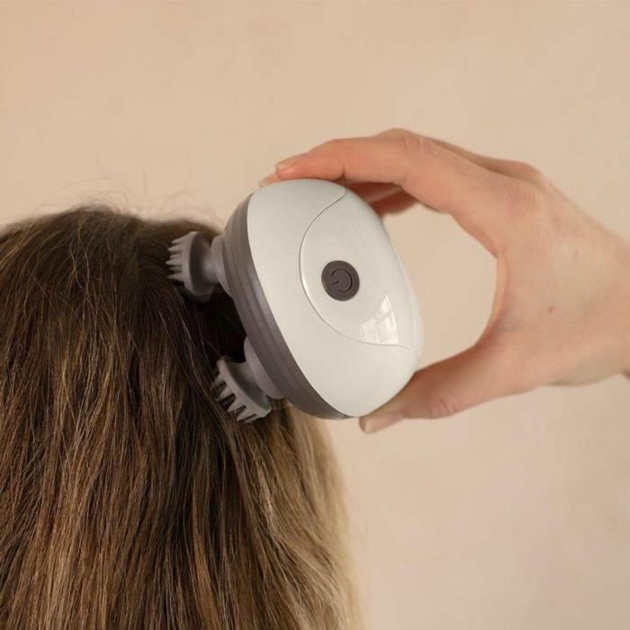 LIVOO DOS202 Masajeador de Cabeza y Cuero Cabelludo, 2 Horas, 96 Púas, 4 Cabezales, 3 Modos, IPX4, Crema / Gris Oscuro 1