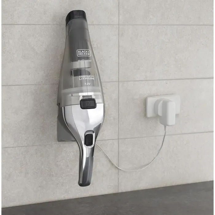 Black + Decker NVC220WC-QW Aspirador de Mano Dustbuster Lithium 7,2V EasyGrip Cromo y Titanio 3