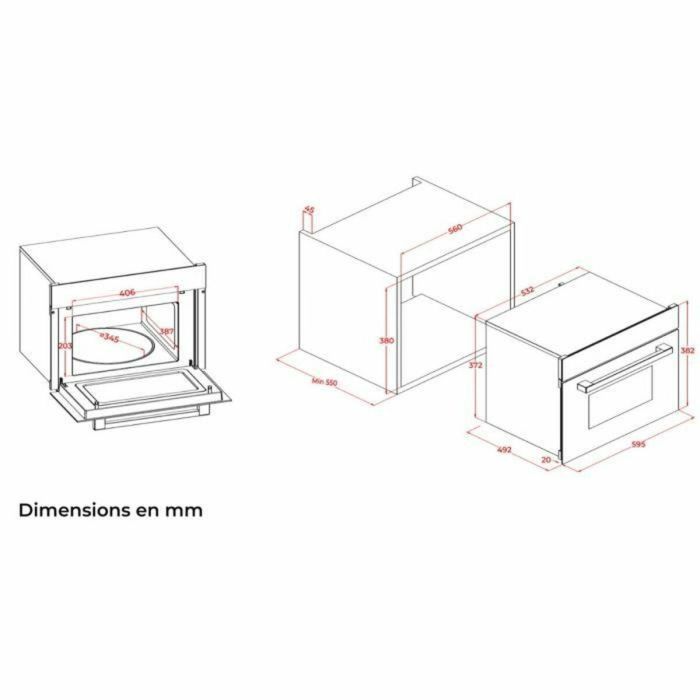 Continental Edison CEMO34CEB3 Horno Microondas Empotrable 1450W 34L Combinación Grill 59,5x38,3x49,2cm Negro 2 Continental Edison CEMO34CEB3 Horno Microondas Empotrable 1450W 34L Combinación Grill 59,5x38,3x49,2cm Negro 2