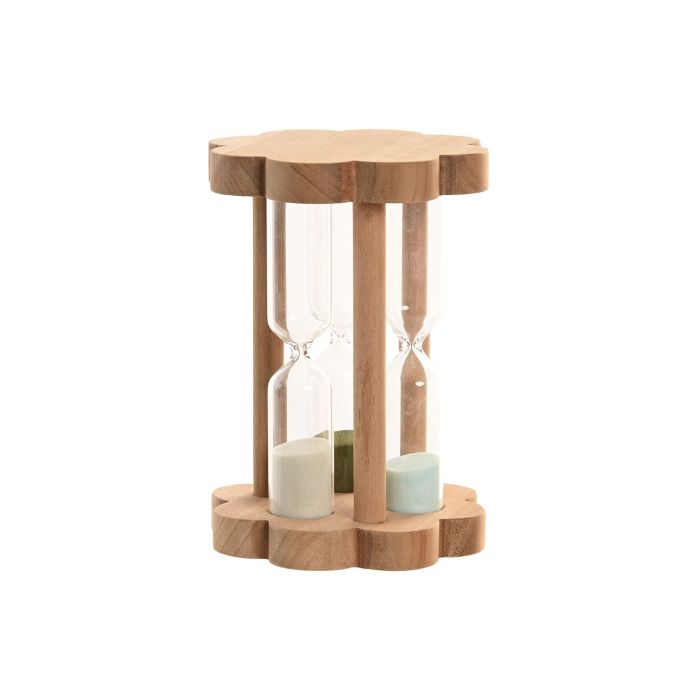 DKD Home Decor Reloj De Arena Shabby Verde Natural Madera Cristal 11 x 15 x 11 cm