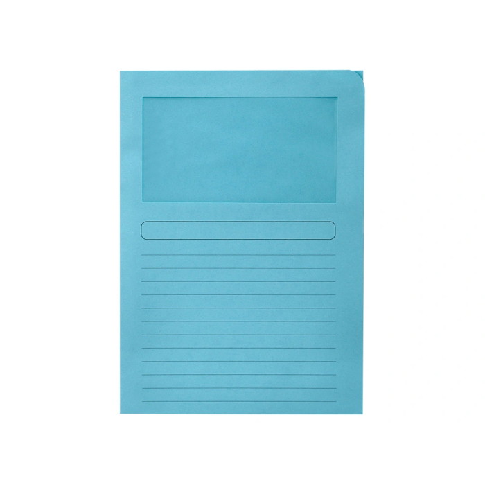 Q-connect Subcarpeta Cartulina A4 Azul con Ventana Transparente, 120 g/m² 3