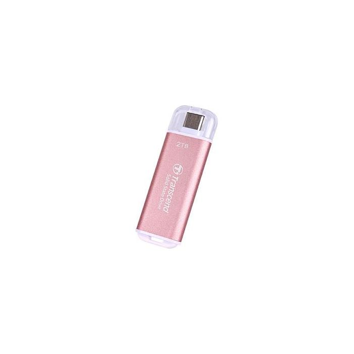 Transcend ESD300 - SSD Externo Portátil de 2 TB, USB 3.2 Gen 2x1 (USB-C), Color Rosy Pink, Velocidad de Lectura 1050 MB/s