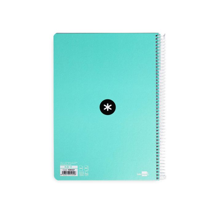 Cuaderno Espiral A4 Antartik Tapa Dura 80H 90 gr Cuadro 4 mm Con Margen Color Menta 5