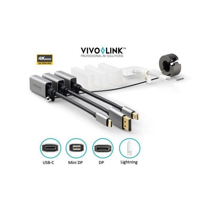 Vivolink Anillo adaptador Pro USB-C, DisplayPort, Mini DisplayPort, Lightning - Soporta 4K@60Hz para salas de reuniones
