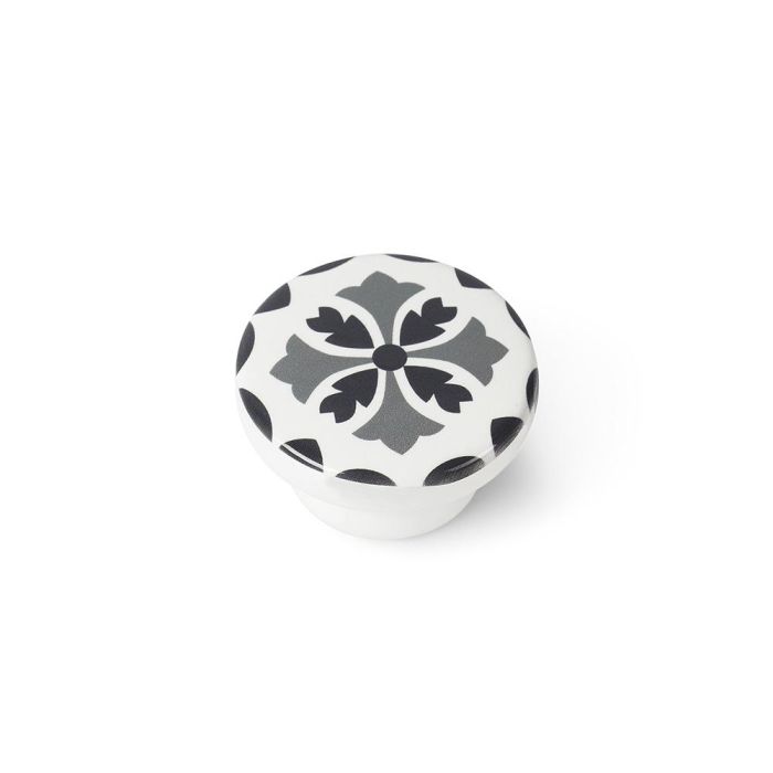 Rei e243 - Blister con 4 pomos redondos para mueble, madera haya, acabado gris, Ø38mm 1