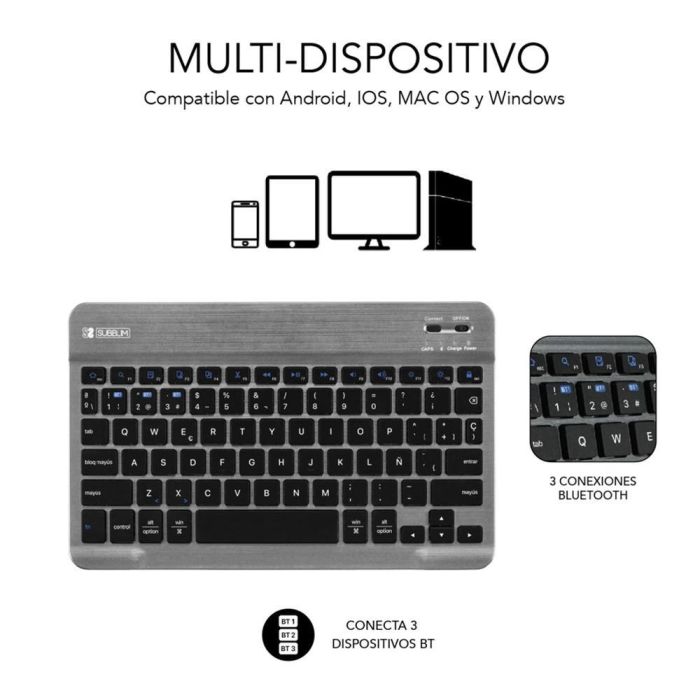 SUBBLIM SUBKT3-BTS055 teclado para móvil QWERTY Español Bluetooth Negro, Gris 2 SUBBLIM SUBKT3-BTS055 teclado para móvil QWERTY Español Bluetooth Negro, Gris 2