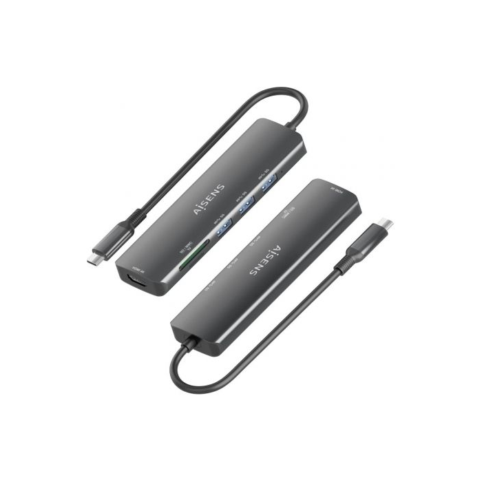 Docking USB Tipo-C Aisens ASUC-6P024-GR/ 1xHDMI/ 3xUSB/ 1xLector Tarjetas/ Gris 1