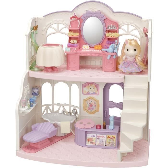 Sylvanian Families La Peluquería de Ponis para Figuras con Accesorios: Secador de Pelo, Plancha, Cepillo y Mascarilla de Belleza Sylvanian Families La Peluquería de Ponis para Figuras con Accesorios: Secador de Pelo, Plancha, Cepillo y Mascarilla de Belleza