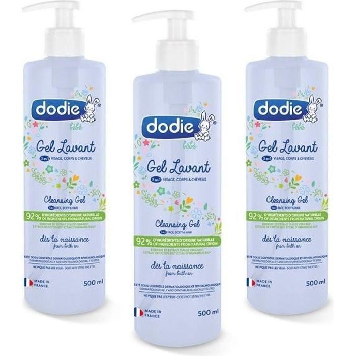 DODIE gel de lavado 3 en 1 - botella de bomba de 500 ml LOTE DE 3