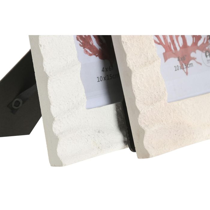 DKD Home Decor Hangzhou design 26b Marco de Fotos 10x15 Mediterráneo Beige Blanco Simil Piedra Cemento (4 Unidades)