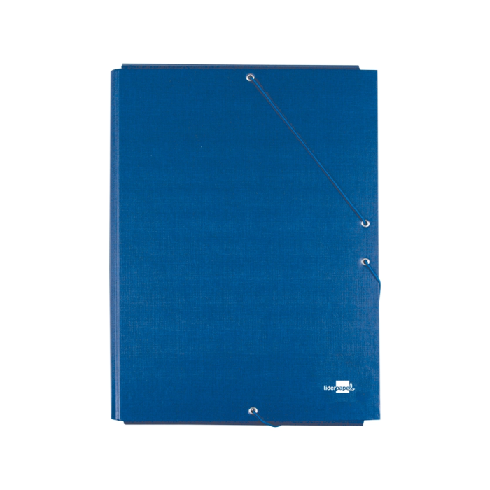 Liderpapel Carpeta con Gomas y Tres Solapas, Cartón Forrado, Tamaño Folio, Color Azul 1