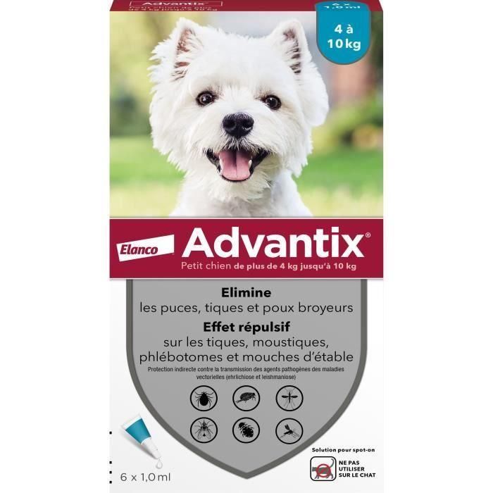 Pipetas antiparasitarias ADVANTIX 6: para perros pequeños de 4 a 10 kg