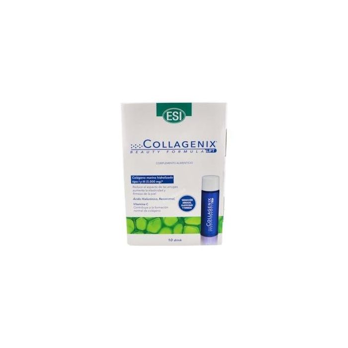 TREPATDIET-ESI Collagenix Lift Colágeno Marino tipo I, Ácido Hialurónico y Resveratrol | 10 Viales Bebibles para Piel, Cabello y Uñas